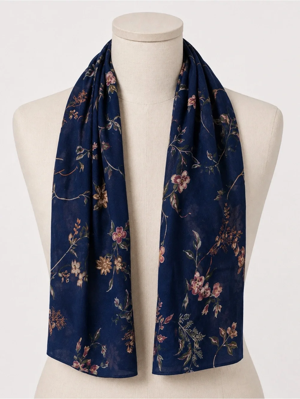 C.E.B. Collections Navy Blue Floral Scarf Botanical Lightweight